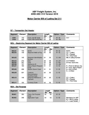 Fillable Online ABF Freight System Inc ANSI ASC X12 Version 4010