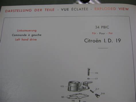 Fiche carburateur SOLEX 34 PBIC CITROEN ID 19 à vendre