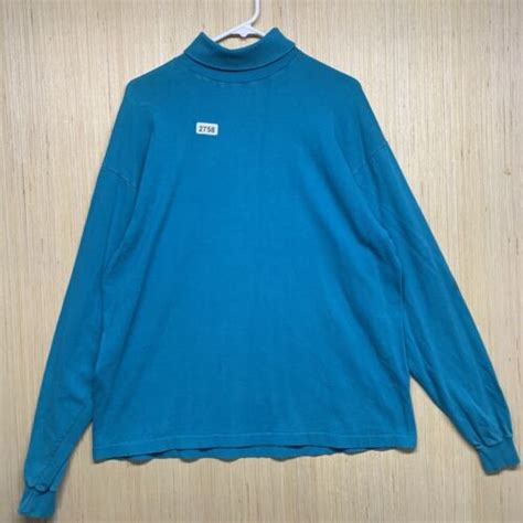 Vintage Blank Sweater Adult Extra Large Blue Long Sleeve Mens Turtle