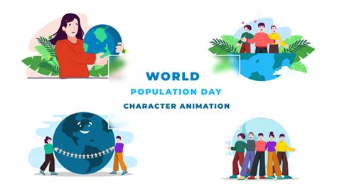 World Population Day Character Animation Scene After Effects template, After Effects Project Files