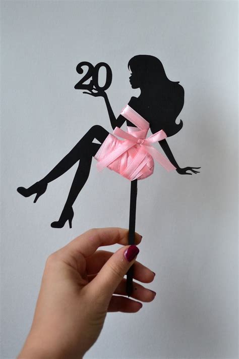 Birthday Cake Topper Sitting Girl Silhouette Woman Birthday Etsy España