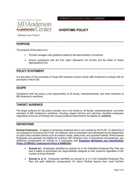 Overtime Policy Templates Pdf Doc