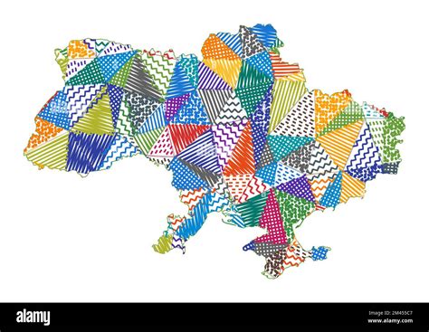 Kid style map of Ukraine. Hand drawn polygons in the shape of Ukraine ...