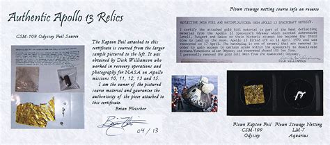 Apollo 13 Kapton And Stowage Netting Attested As Flown RR Auction