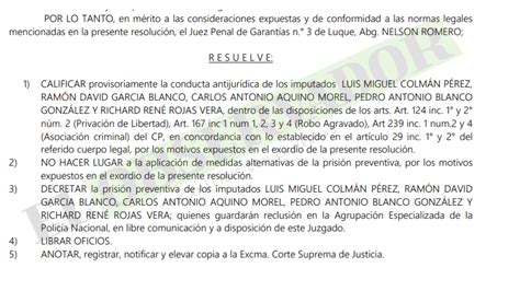 Decretan Prisión Preventiva Para Policías Para Imputados Por Robo Y