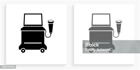 초음파 기계 검은 색과 흰색 사각형 아이콘 개념 기호에 대한 스톡 벡터 아트 및 기타 이미지 개념 기호 건강관리와 의술