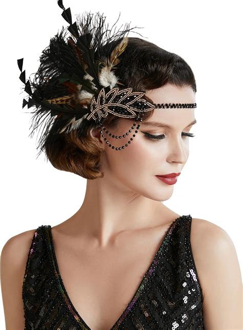 Babeyond Bandeau Plumes Paillett Coiffes En Plumes Et Strass Pour