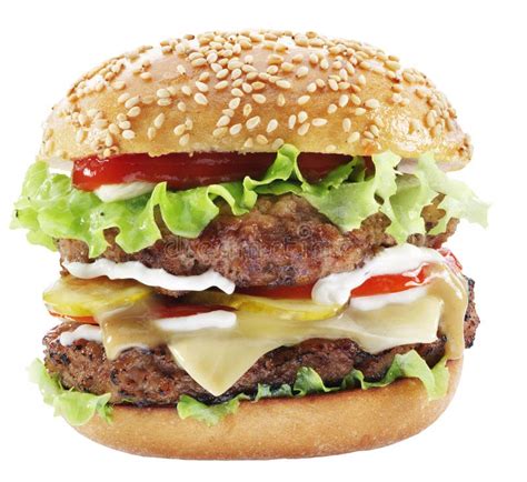 Hamburger Lokalisiert Auf Einem Weißen Hintergrund Stockfoto Bild Von