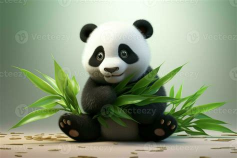 Adorable Cute panda with bamboo nature. Generate Ai 29175388 Stock ...