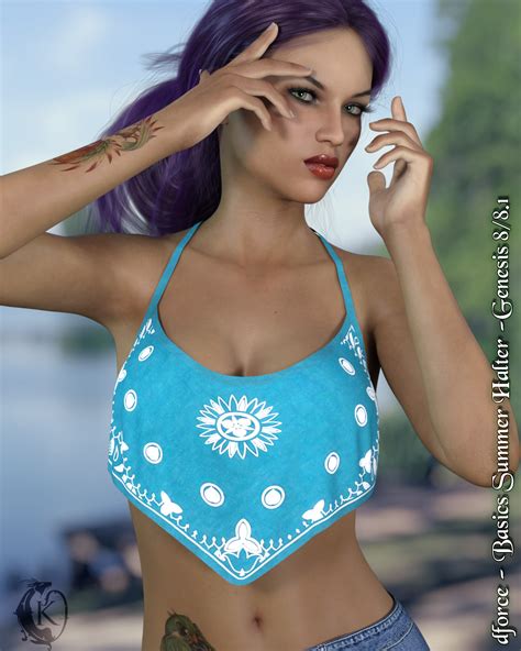 Dforce Basics Summer Halter Genesis 8 3d Figure Assets Kaleya