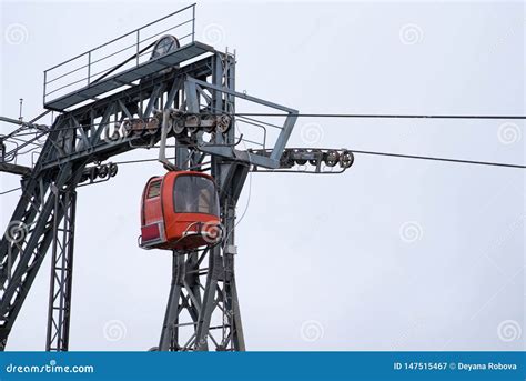 Red Cable Cabin Lift in the Mountain. Stock Image - Image of elevator, electrical: 147515467