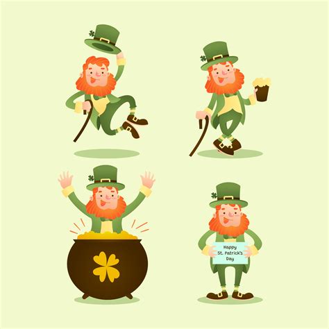 Happy and Cute Expressions of Leprechaun Characters 1910502 Vector Art ...