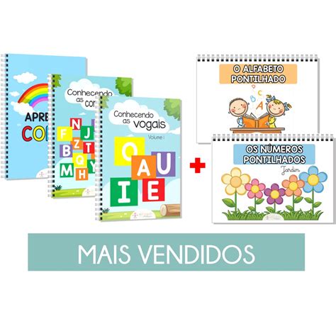 Kit 05 Livros De Atividades Mais Vendidos Vogais Consoantes