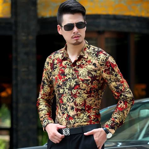 Men S Baroque Gold Floral Shirt Luxury Design Men S Dress Shirt