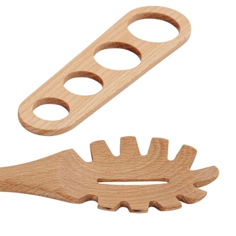 Set Con Cucchiaio E Dosa Spaghetti In Legno Di Faggio Maisons Du Monde