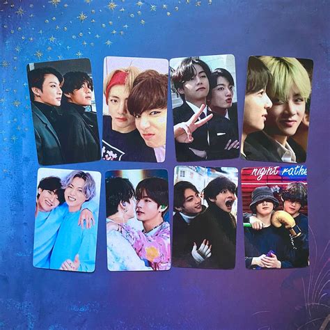 Bts Taekook Metallic Shimmer Photocards Set 4 Etsy