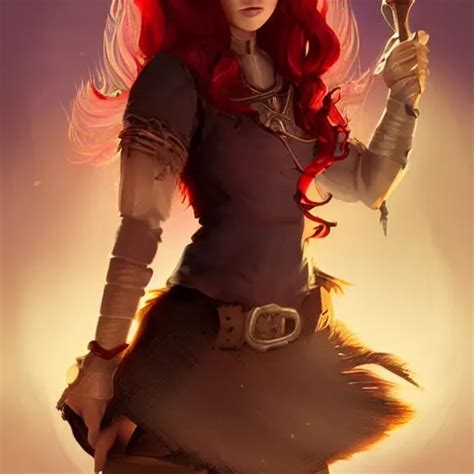 A Spirited Halfling Sorcerer Woman With Red Hair Stable Diffusion