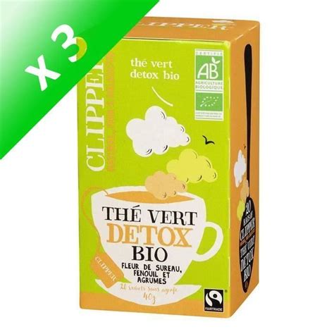 LOT DE 3 CLIPPER Thé Vert Detox Bio 40g Cdiscount Au quotidien