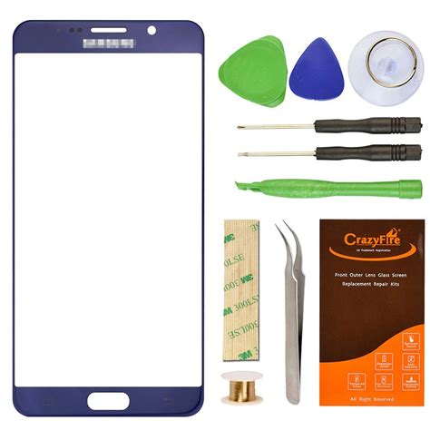 CrazyFire Front Glass Replacement Glass Lens Screen Compatible with Samsung Galaxy Note 5,Repair ...