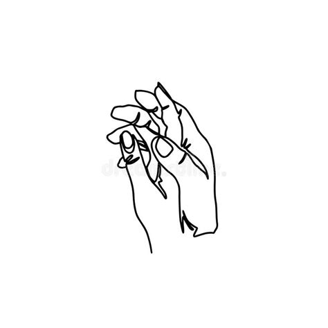 Abstract Hand One Line Drawing Continuous Line Hand Isolated On White