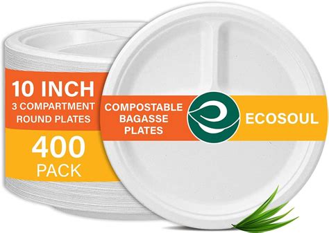 Eco Soul Compostable White Paper Plates Cm Inch Pack