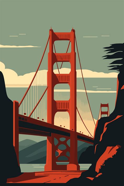 famous Golden Gate Bridge, San Francisco vector illustration 20476733 ...