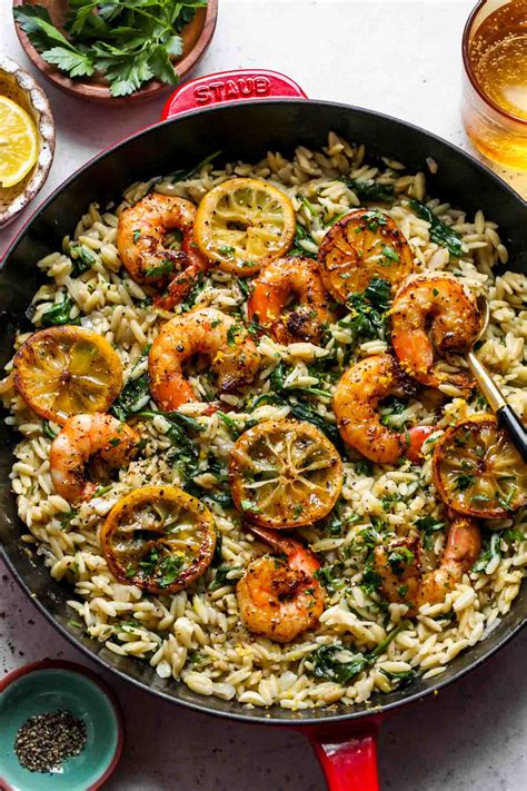 One Skillet Lemon Pepper Shrimp And Orzo Dishing Out Health