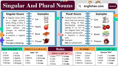 Singular And Plural Chart In 2023 Singular And Plural Nouns Plurals🌖