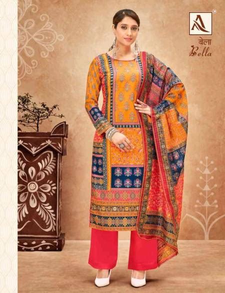 BELLA BY ALOK SUIT SILK UNSTICHED SALWAR SUITS WHOLESALE 6 PCS