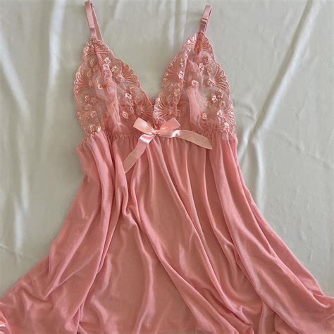 Pink Ribbon Babydoll Sheer Lingerie Dress Bow Detail Depop