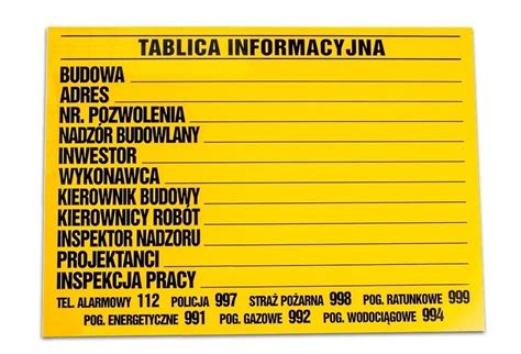 TABLICA BUDOWLANA INFORMACYJNA 50 X 70 NA BUDOWE ERLI Pl