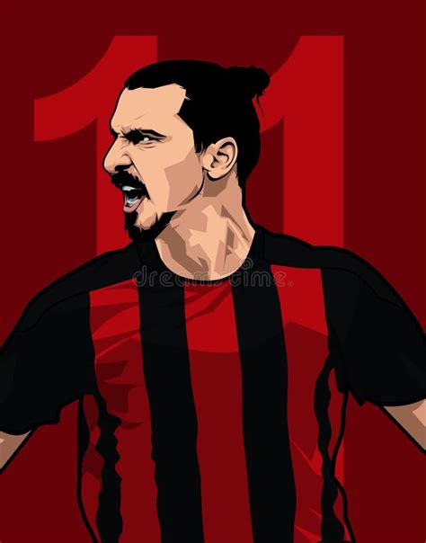 Illustration Plyer Football in Ac Milan, Zlatan Ibrahimovic Editorial Stock Image - Illustration ...