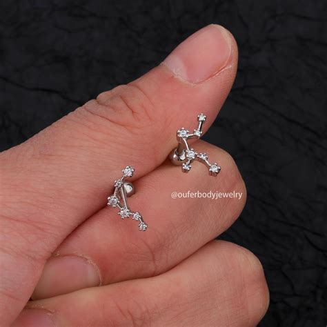 16G Celetial Zodiac Cartilage Earring Studs Constellation Stud Etsy