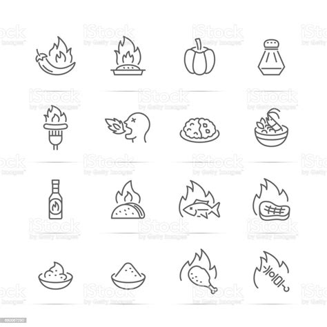 Spicy Food Vector Line Icons Stock Illustration Download Image Now