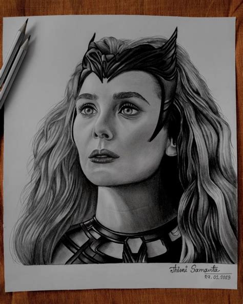 Drawing Of The Scarlet Witch Wanda Maximoff Elizabeth Olsen