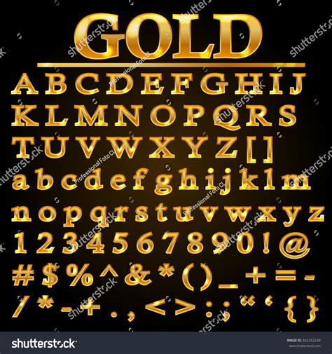 Gold Font Gold Fonts Gold Color Letters Gold Font Alphabets Stock