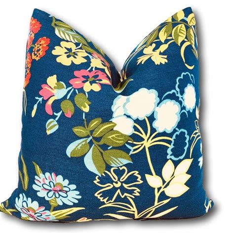 Thibaut Spring Garden Pillow Cover Blue Pink Chinoiserie Floral Pillow Cover 18x18 20x20 22x22