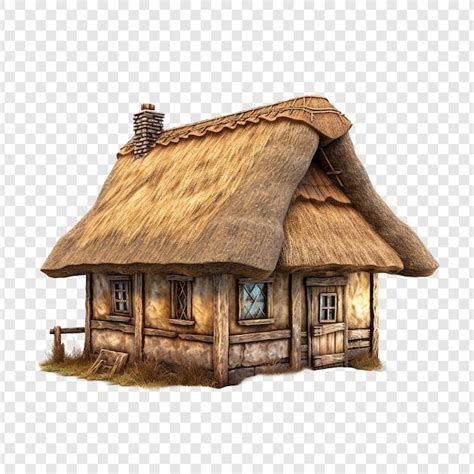 Premium Psd Thatched Roof House Isolated On Transparent Background