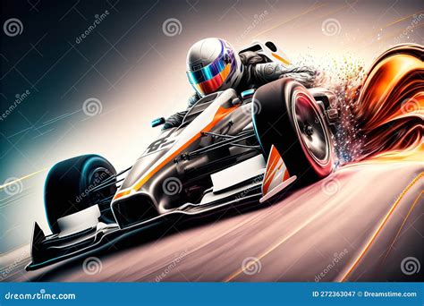 Racer On A Racing Car Passes The Track. Motor Sports Competitive Team ...