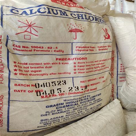 Calcium Chloride Powder Packaging Type PP Bag Packaging Size 25 Kg