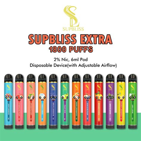 2 Nicotine Supbliss Extra 1800 Disposable Vape Pen Kit E Cigarette