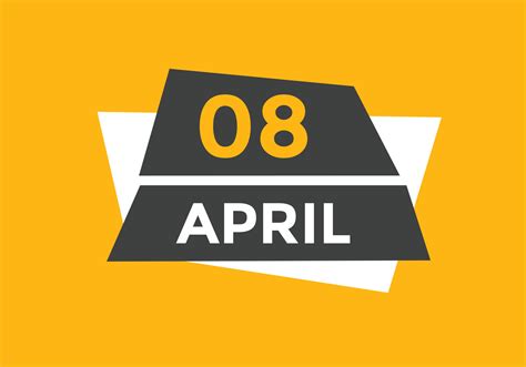 april 8 calendar reminder. 8th april daily calendar icon template ...