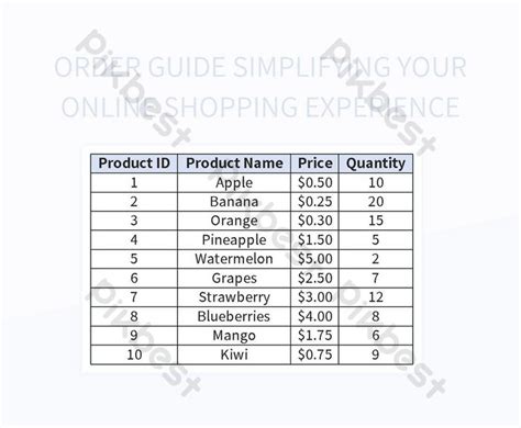 Streamlining Your Online Shopping Experience With Our Order Guide Excel