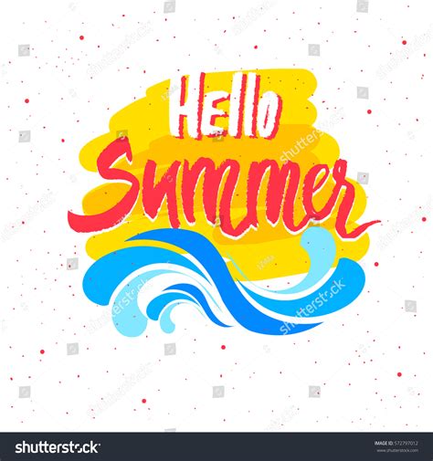 Hello Summer Lettering Hand Drawn Vector Vector De Stock Libre De