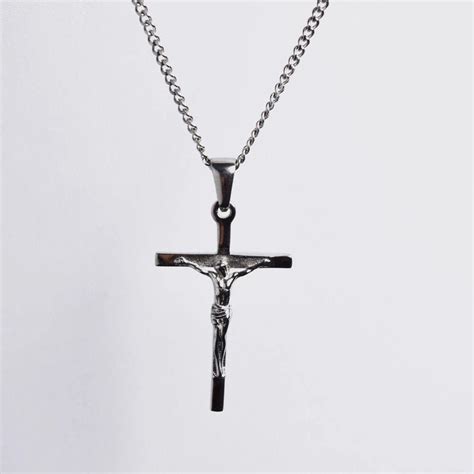 Cross Necklace Handmade Silver Cross Stainless Steel Crucifix