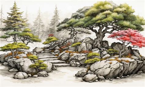 Premium Photo | Japanese traditional landscape painting