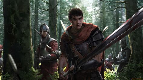 Скачать обои аниме berserk sword blood game forest armor anime