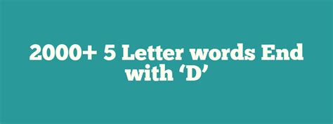 500 5 Letter Words Ending With D