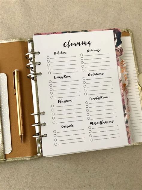 Cleaning Checklist Insert Free A Planner Printable Artofit