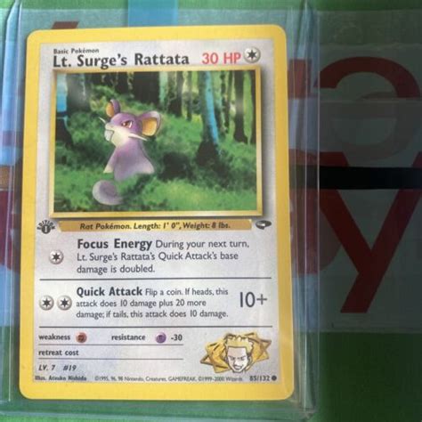 Lt Surge S Rattata 85 132 1st Edition Gym Challenge Pokemon Card 2000